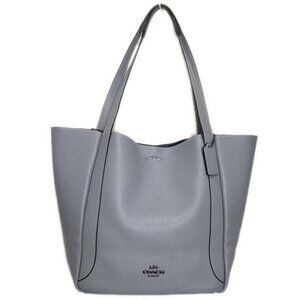Auth COACH - CV996 Light Blue Leather Tote Bag